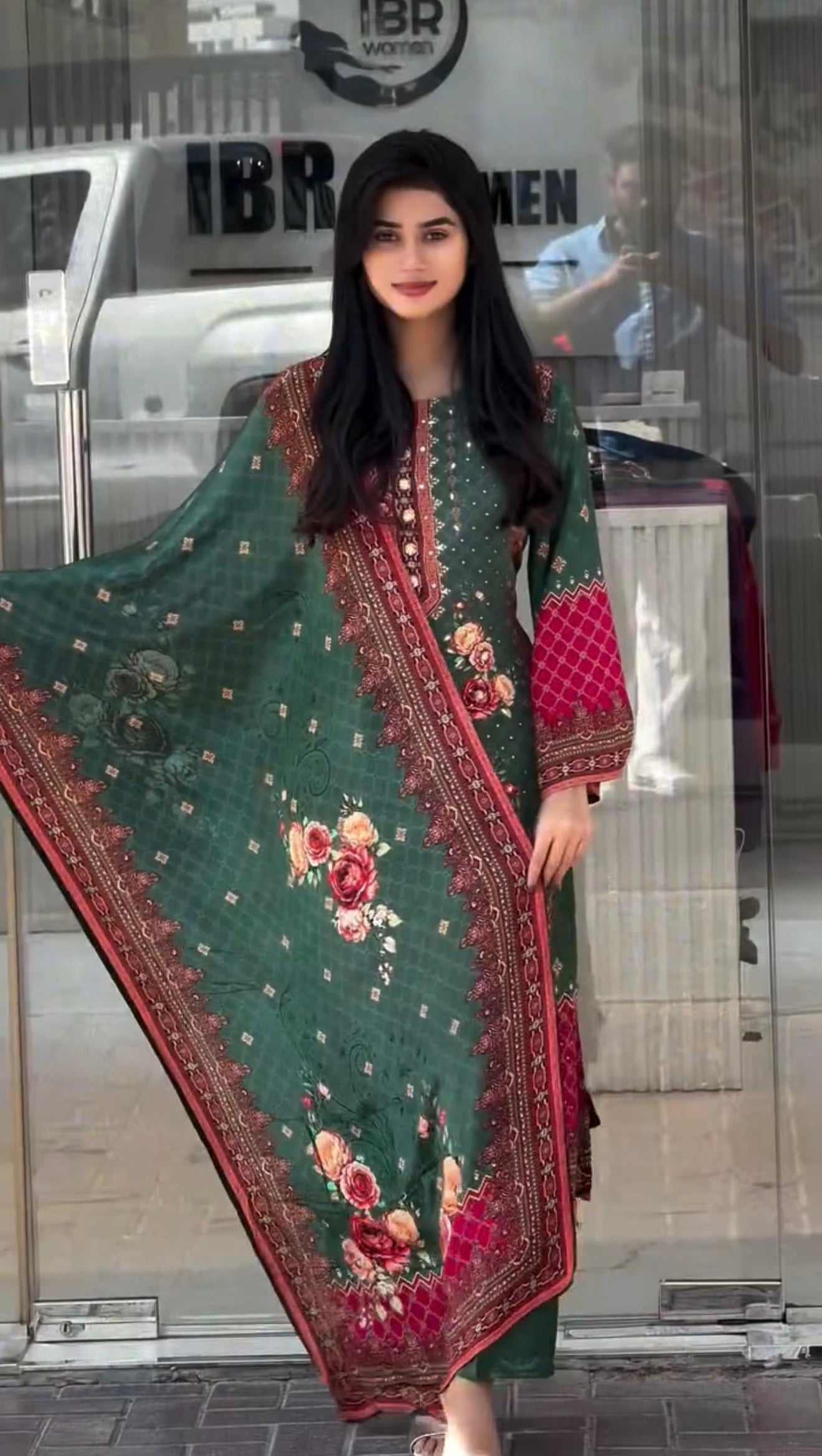 red and green pakistani dress Pakistani Bridal Wear Red Blouse Lehenga Mint Green Dupatta