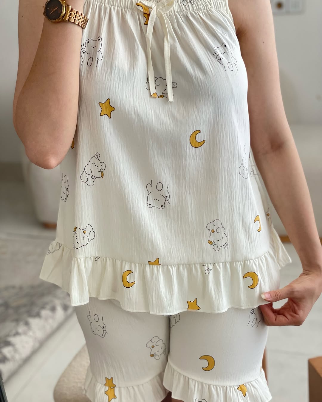 Little Teddy with Moon Print Women’s Night Suit Set