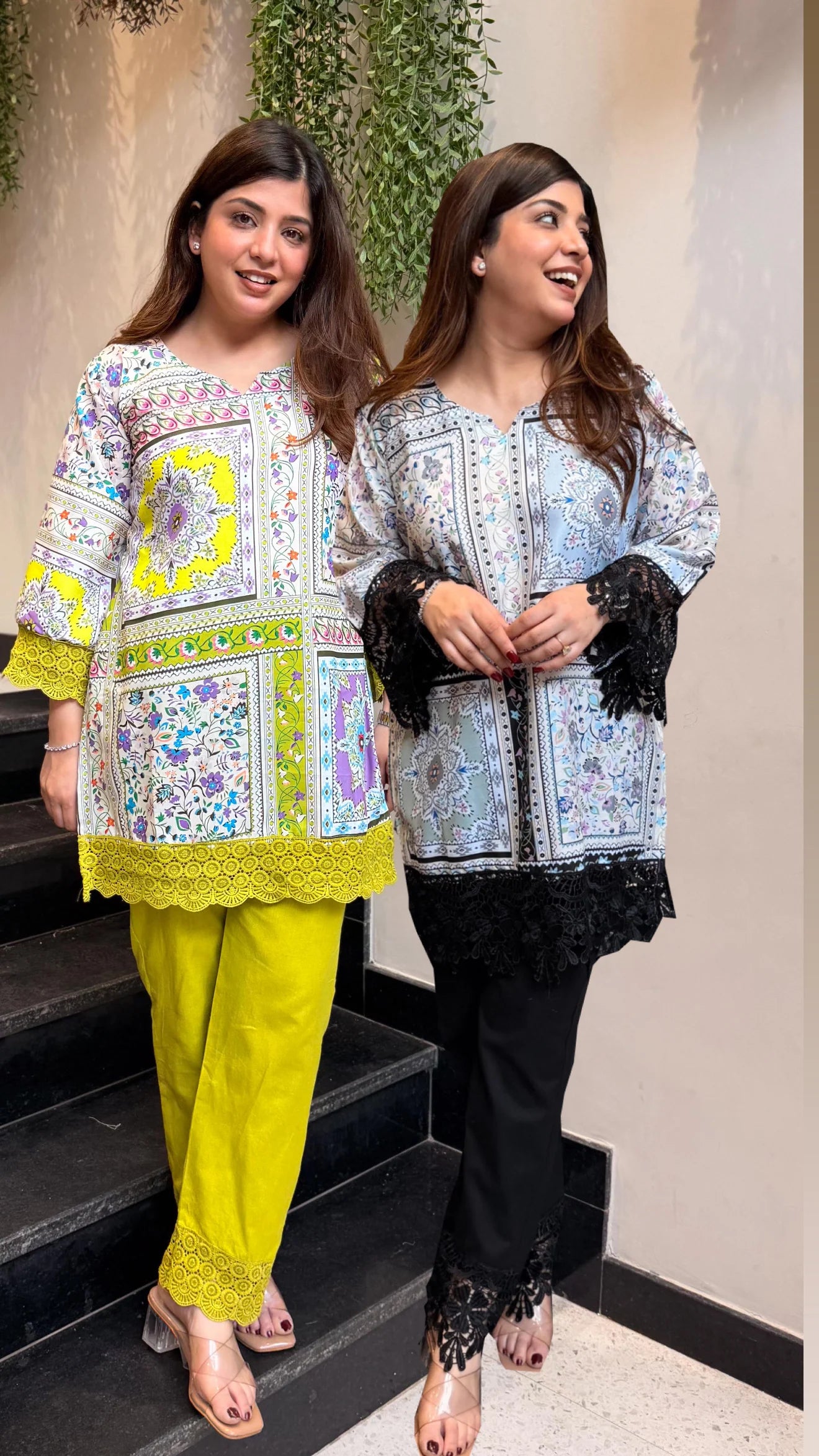 “Lime Bloom Printed Kurti Co-ord Set”