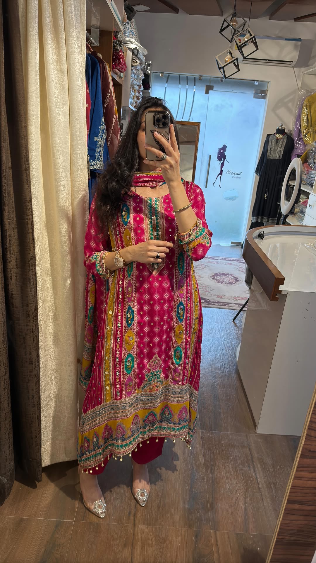 Rangrez Pink Embroidered Kurti Set