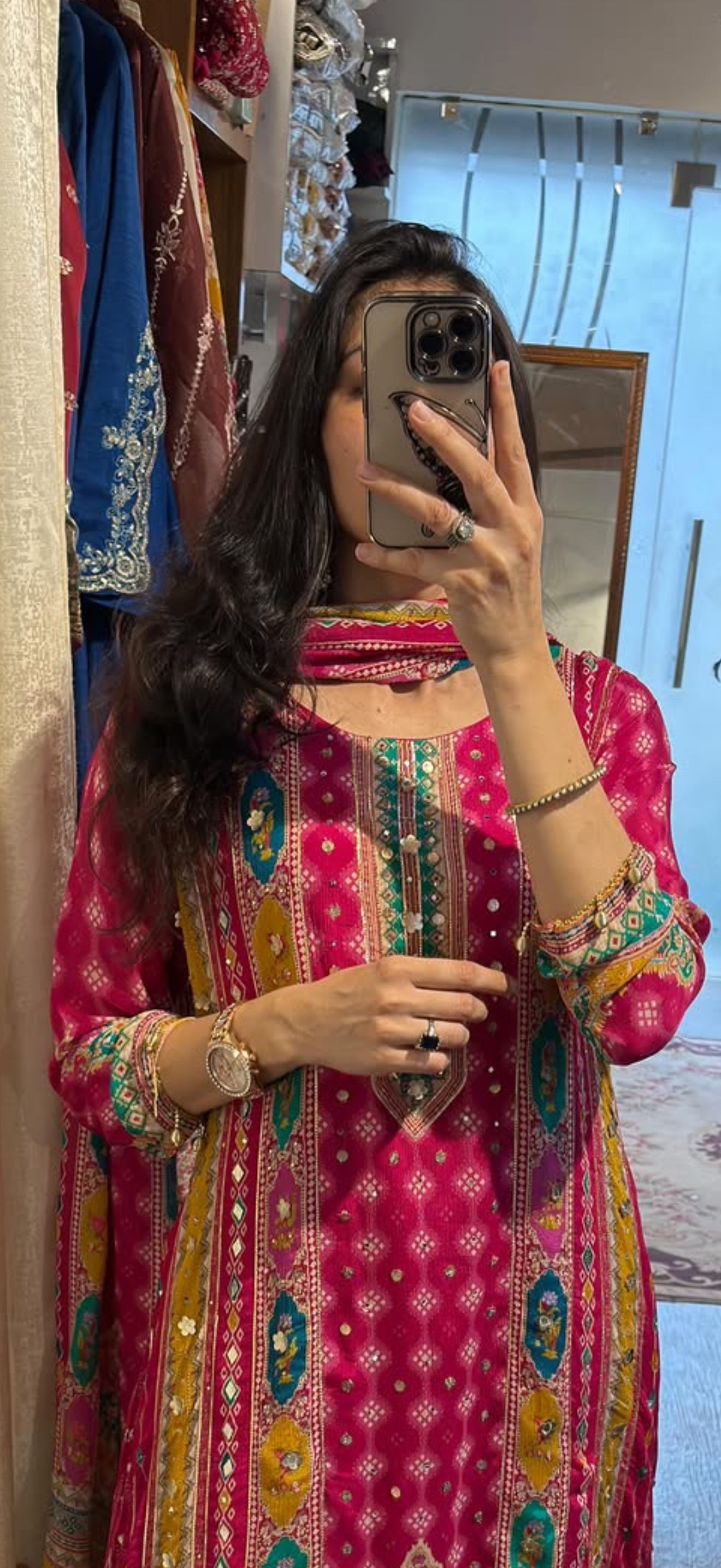 Rangrez Pink Embroidered Kurti Set