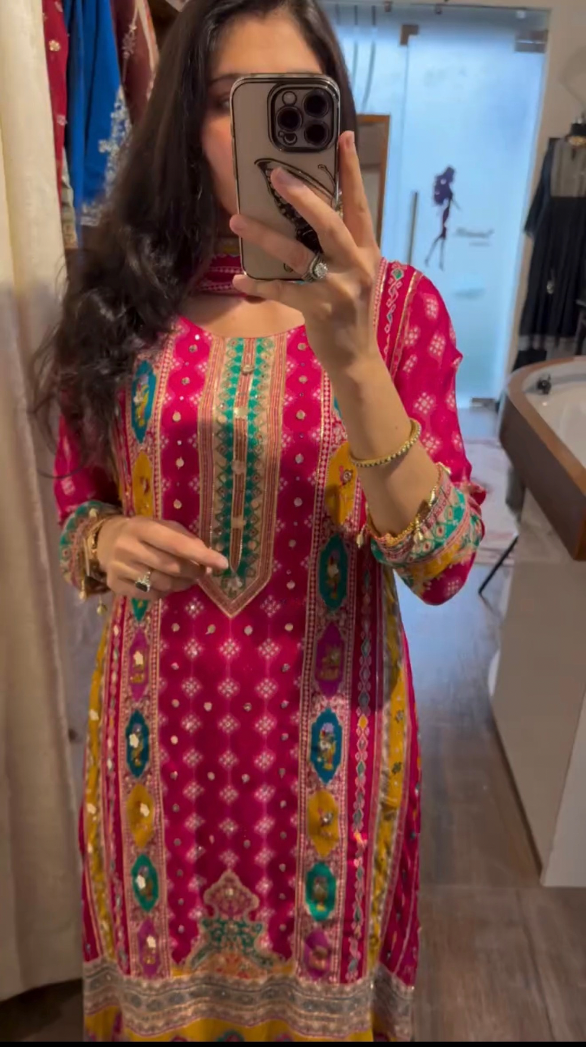 Rangrez Pink Embroidered Kurti Set