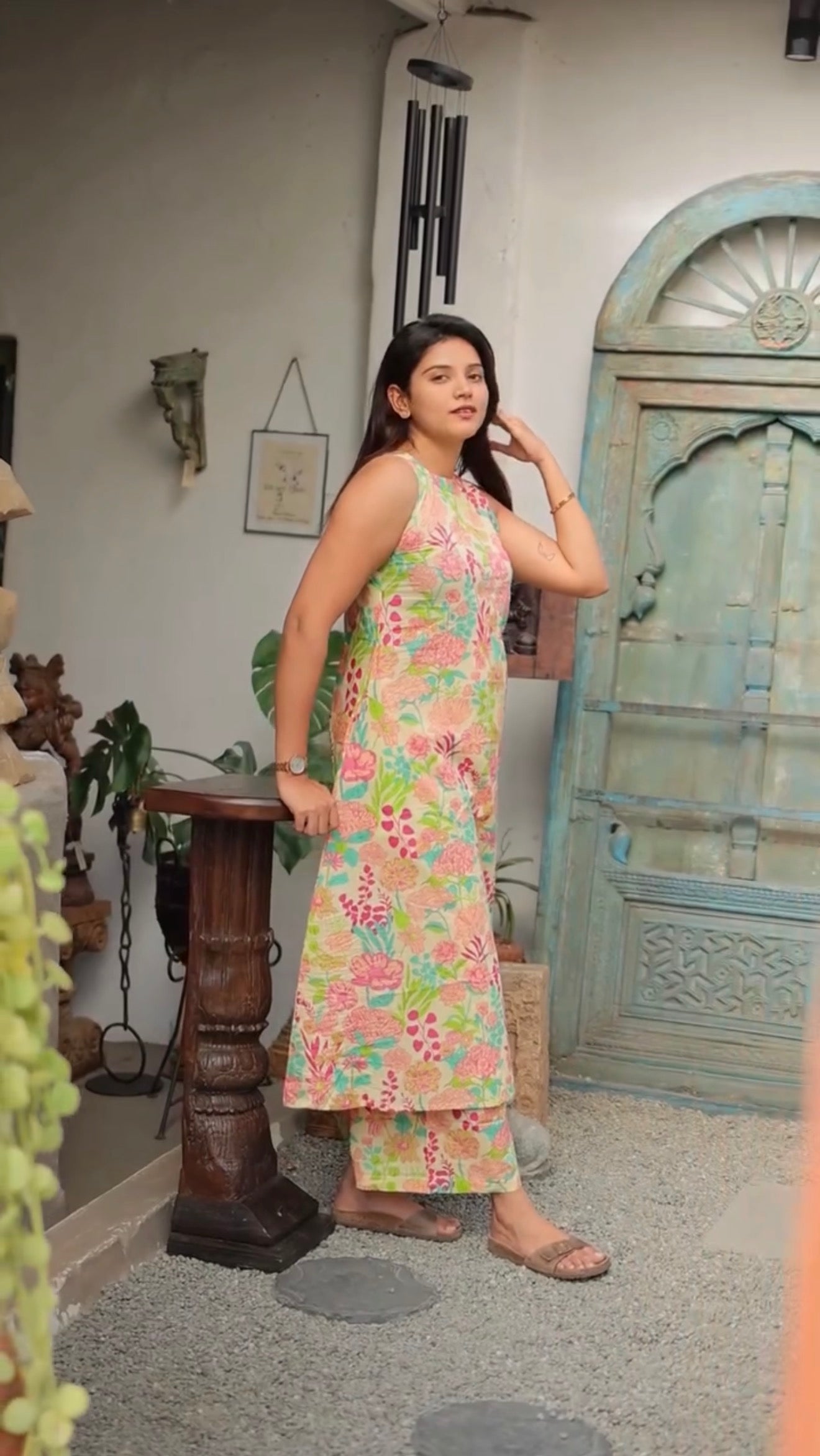 PetalAura Elegant Floral Midi Dress