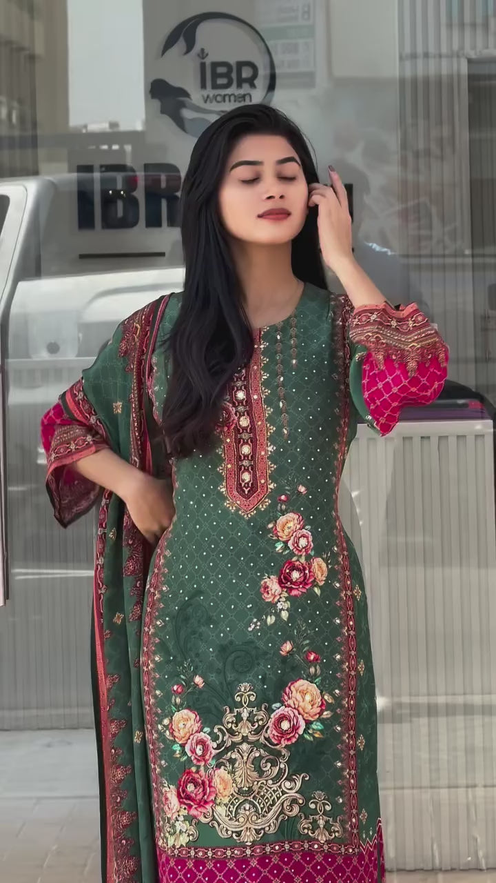 Heritage Green Pakistani Suit